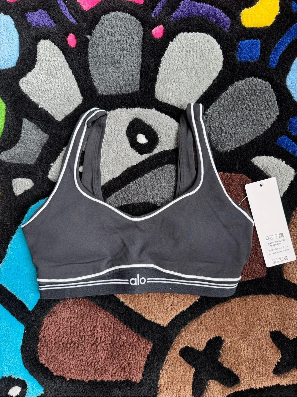 Alo Heart Throb Set Black Active Set - Sports Bra + Leggings with White Piping